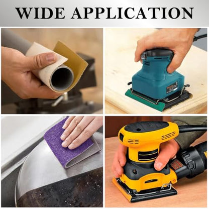 64Pcs 1/4 Sheet Sandpaper Assortment Pack 60/80/120/150/180/240/320/400Grit