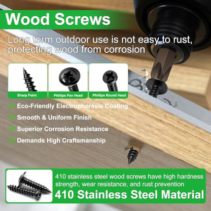 Twidec/345PCS Wood Screws M4#8#10 Truss Head＆Pan Head Self Tapping Screws - size: 346PCS