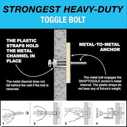 TOGGLER SNAPTOGGLE Drywall Anchors with 1/4-20 x 2.5 in Bolts, 100 Pack - size: 100 Pack w/ Bolts