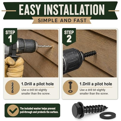 Hicarer 1/2" X 2" 80 Set Lag Bolts Kit for Wood Black Ceramic Hex Head - size: 1/2" X 2"