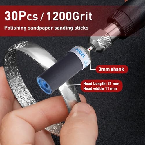 30PCS Sanding Sticks,1200 Grit Sanding Drums for Dremel Rotary Tool - style: 1200 Grit 30 Pcs