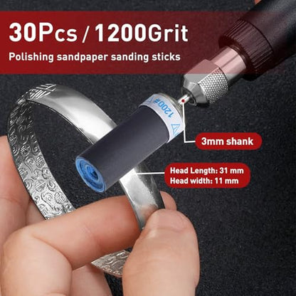 30PCS Sanding Sticks,1200 Grit Sanding Drums for Dremel Rotary Tool - style: 1200 Grit 30 Pcs