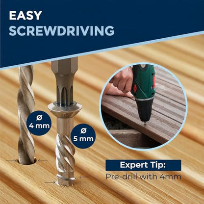 #10-2" | Deck Screws 5x50 mm Stainless Steel A2 Exterior Rust Resistant Screw 5mm Strong 100 Piece Wood Screws Torx 50mm Long Wood Srew - size: 50 mm ≈ 1.97 in
