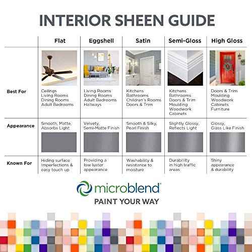 Interior Paint and Primer - Gray/Slip of Silver, Gloss Sheen, 1 Gallon, Premium Quality, High Hide, Low VOC, Washable, Microblend Cabo Collection