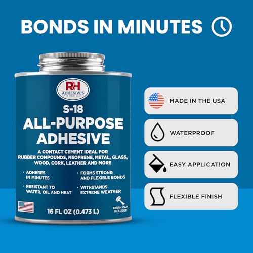 S-18 All-Purpose Adhesive 16 oz -Contact Cement for Headliner, Upholstery - size: 16 oz
