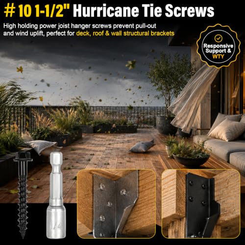 #10 x 1-1/2" Black Joist Hanger Screws-500 Count, SD Connector Screws - color: Black Galvanized, size: #10 1-1/2''