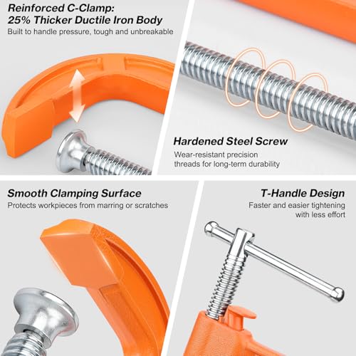 Lytool 6 Inch Quick Release C Clamp, Heavy Duty G Clamp for Woodworking