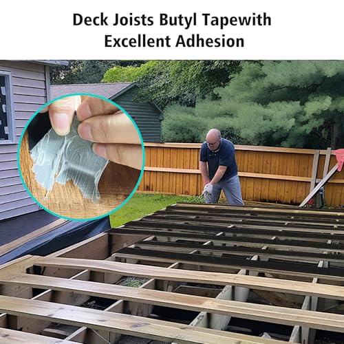 Joist Tape for Decking 2" x 50', Waterproof Tenacious Tape for Joist Protection, Butyl Sealant Tape for Deck Framing, Wood Joists, Beams, and Outdoor Structures, Heavy-Duty Adhesive Backing - size: 2" x 50ft