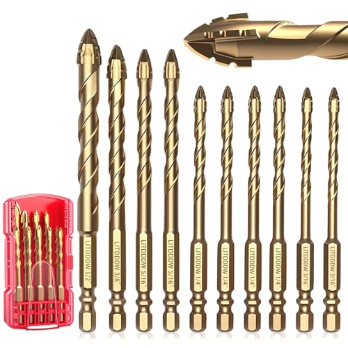 10pcs Masonry Drill Bit Set, Concrete Drill Bit Set, Carbide Tips - size: 10 pack 3/16"-1/2"