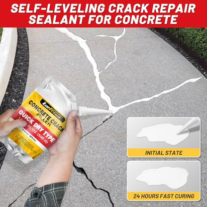 Concrete Crack Filler, Cement Crack Filler, Fast-Drying Crack Filler, Self-Leveling Caulking Sealan Effectively Repairs Cracks in Driveways, Sidewalks, Patios, and Window Sills (3 Pack - 3.3LB) - style: 3 Pack - 3.3LB