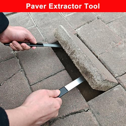 Paver Removal Tool, Paver Lifter Tool with Rubber Non-Slip Handle, 2 Pcs - color: Black and Silver