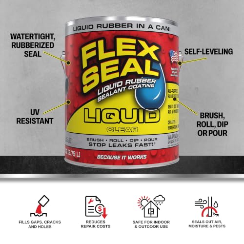 Flex Seal Liquid Rubber Sealant Coating, Waterproof, Clear, 128 oz - color: Clear, size: 128 oz