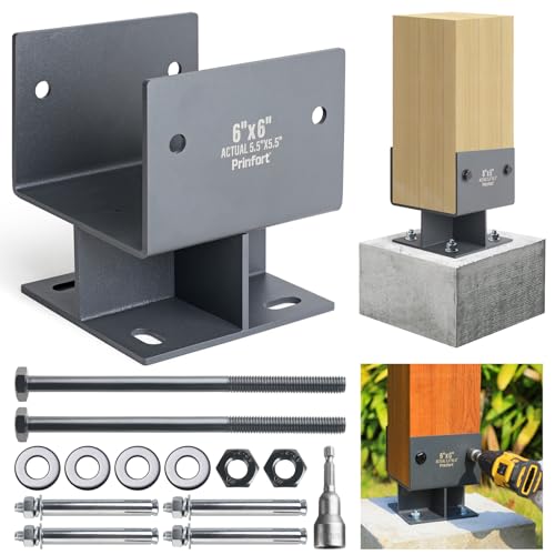 Stainless Steel 6"x6"(Actual 5.5"x5.5") Post Base Bracket Concrete U-Shape, Dry Set Concrete Post Anchor Bracket Heavy Duty 1Pack - size: 6"-Dry Set