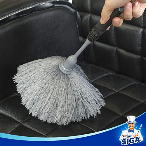MR.SIGA Microfiber Delicate Duster with Non Slip Handle, Gray & Black