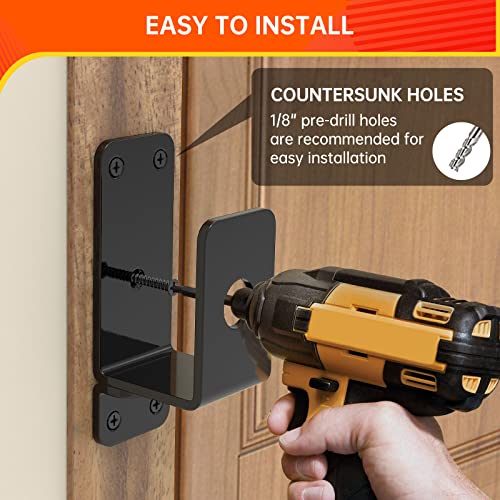 Thickened Door Barricade Bracket, 2 Pack-Black, Iron, Steel, Powder Coated, U-Shaped, Door Mount, 2X4 Lumber Compatible, Home, Barn, Shed, Garage, Gate Security Reinforcement - color: 2 pack-PRO
