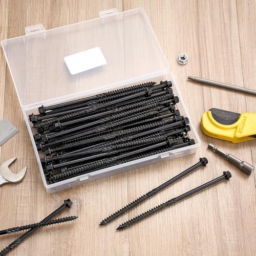 50 PCS #14 x 6” Wood Structural Screws Heavy Duty Hex Head Screws - size: #14x6"