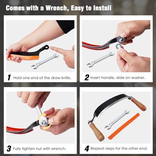 2 PCS Draw Knife Set, 8" Straight & 10" Curved Debarking Tool - size: 8" Straight & 10" Curved