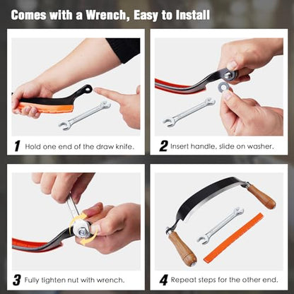 2 PCS Draw Knife Set, 8" Straight & 10" Curved Debarking Tool - size: 8" Straight & 10" Curved