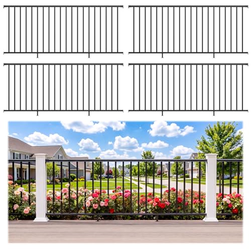 Egadis 4 Pack 42 in x 8 ft Aluminum Porch and Deck Railing Kit Without Post - color: Level 8ft - 4 Panel