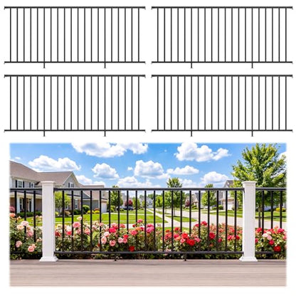 Egadis 4 Pack 42 in x 8 ft Aluminum Porch and Deck Railing Kit Without Post - color: Level 8ft - 4 Panel