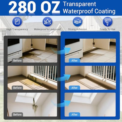 Transparent Waterproof Coating Sealant 280 Oz (8 KG) - size: 280 OZ