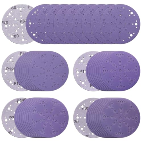 6 Inch Ceramic Sanding Discs, 49 Holes, 50 Pack - style: Mix Grit