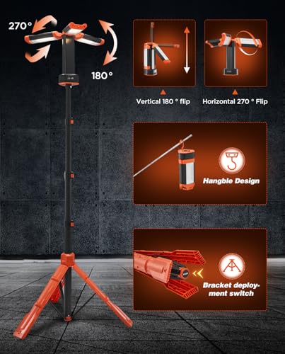 Saker Portable Camping Light with Stand 12000mAh 73.2" Work Light LD10