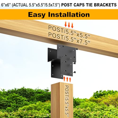 6x6 4PCS Post Cap Tie Rod Brackets,Heavy Duty Beam Tie Rod Brackets - size: 6"x6" 4pcs