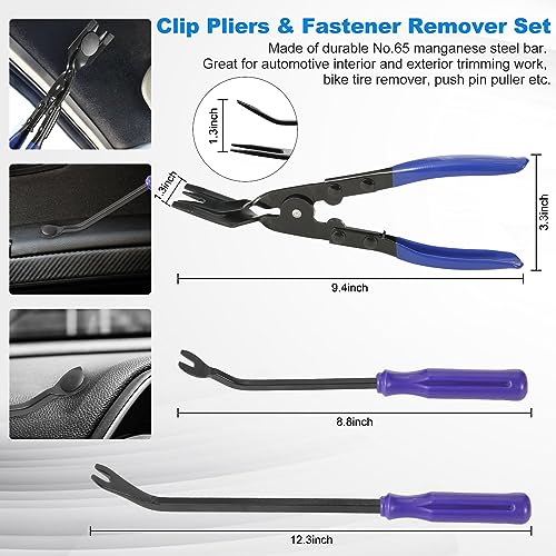 Uolor 342Pcs Trim Removal Tool Kit, Car Panel Door Audio Radio Stereo Removal Tools, Auto Push Pin Bumper Retainer Clip Set/Fastener Terminal Remover Tool/Car Upholstery Repair Pry Kit Auto Clip Plier
