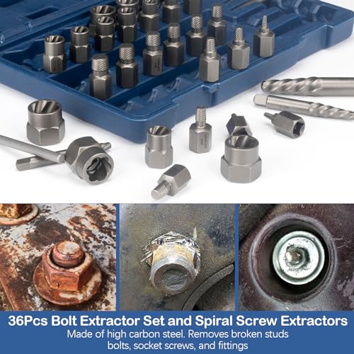 MABLEVI 36 Pcs Upgrade Screw Extractor Set with Solid Storage Case - size: 36-piece