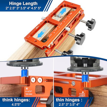 Adjustable Aluminum Alloy Door Hinge Positioning Jig, Door Hinge Template - color: Orange