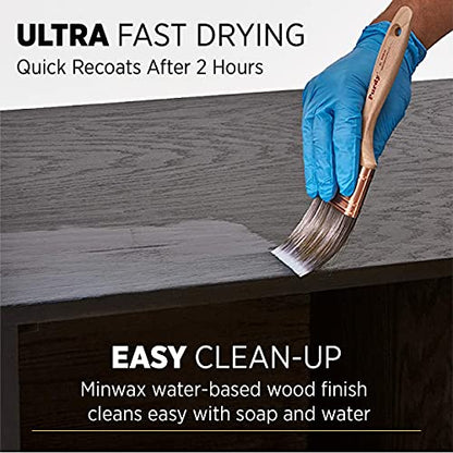 Minwax 233334444 Polycrylic Protective Wood Finish, Clear Satin, ½ Pint
