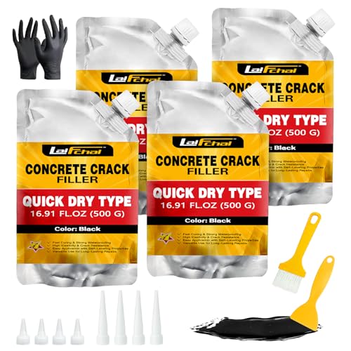 Asphalt Crack Sealant, Cement Crack Filler, High Elasticity Self Leveling Caulking Glue, Waterproof Concrete Repair for Driveways, Walkway, Patio, Joint, Indoor and Outdoor (4 Pack - 4.4LB) - style: 4 Pack - 4.4LB