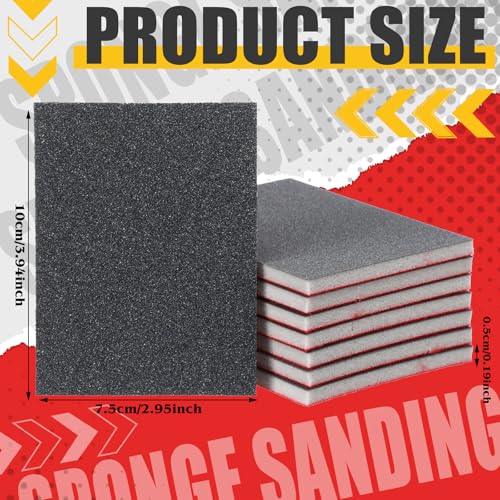 48 Pcs Sanding Sponge 3x4 Inch 120/180/240/320/400/600/800/1000/1200/1500/2000/2500 Grit Sandpaper Assortment, Wet/Dry Sandpaper,Reusable Sanding Blocks for Wood, Metal, Drywall,Polishing