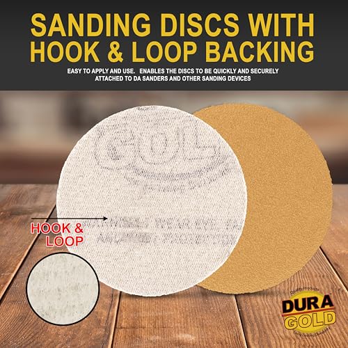 Dura-Gold - Premium - 100 Grit 3" Gold Hook & Loop Sanding Discs, Box of 30 - size: 100-Grit
