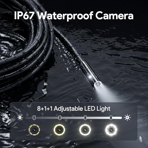 DEPSTECH Triple Lens Inspection Endoscope Camera with Light, 5" IPS Screen