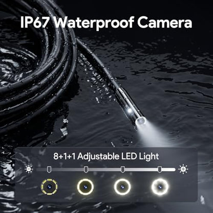DEPSTECH Triple Lens Inspection Endoscope Camera with Light, 5" IPS Screen