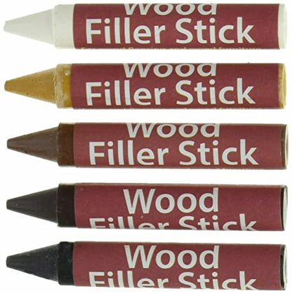 Dependable Industries inc. Essentials Wood Filler Sticks 5 Pack Hides Repairs Scratches and Flaws on Floors and Furniture Wax Sticks