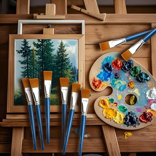 Great Andrew 12 PCS 1 inch Flat Paint Brushes for Acrylic Painting - size: 1-Inch