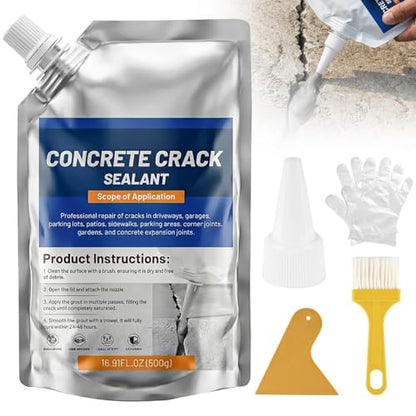 Concrete Crack Filler, Self-Leveling Magic Crack Filler for Concrete, Cement Crack Filler for Driveways, Patio, Sidewalk, Indoor & Outdoor, High Elasticity and Quick-Drying (1PCS,1.1LB)