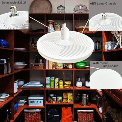 NCBCNB E27 UFO Garage Light Bulbs 195W Equivalent Efficient 30W 5.7Inch 2700LM, LED Light Bulbs, 6500K Daylight White Light E27/26 Standard Base, 50000 Hours Lifespan for Hallway Bedroom Home Garage - size: 6 Inch