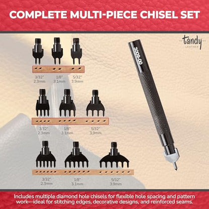 Tandy Leather Diamond Hole Chisel Set, Leather Sewing Projects, 10-Piece
