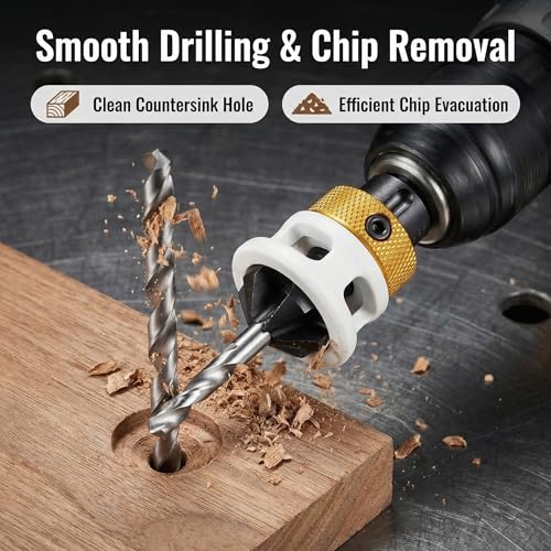 4PCS Countersink Drill Bit Set with Adjustable Depth Stop, M2 HSS 4-Flute Wood Countersink Bits, Hex Shank Pilot Drill for Woodworking, Same Size 8mm or 10mm (10mm Boxed Set) - size: 10mm Boxed Set