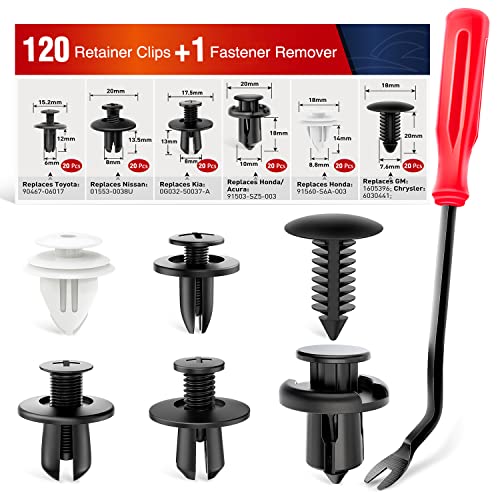 Nilight 120PCS Car Retainer Clips Fastener Remover 6mm 7.6mm 8mm 8.8mm - color: For GM Ford Honda Chrysler - 120 Clips 6mm 7.6mm 8mm 8.8mm 10mm