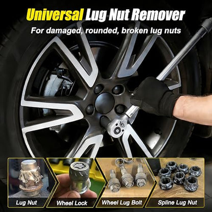 Topec Bolt Extractor Set, 10 Piece Lug Nut Remover Socket Tool, 1/2" Drive Impact Wheel Lock Removal Kit for Removing Damaged, Dead, Rusted, Rounded-Off Bolts, Lug Nuts & Screws - size: 10 PCS