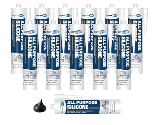 Bond It All Purpose Silicone, Sealant, 10 oz, Pack of 12, Black - color: Black
