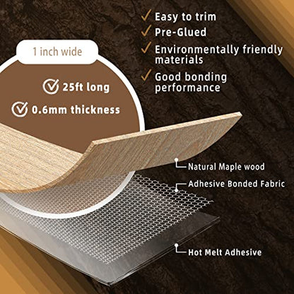 GSCIT Club Wood Edge Banding, 1 inch x 25ft roll of Veneer Maple Edge Banding Preglued Flexible, Wood Tape Banding for Cabinet Plywood - color: Maple, size: 1"x 25ft
