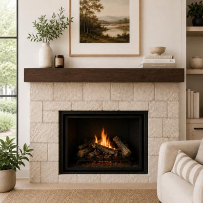 Fireplace Mantel, Rustic, Shelf, Floating Mantle, Real Wood, Beam, URBANDI (Provincial, 60Lx6Hx8D) - color: Provincial, size: 60Lx6Hx8D