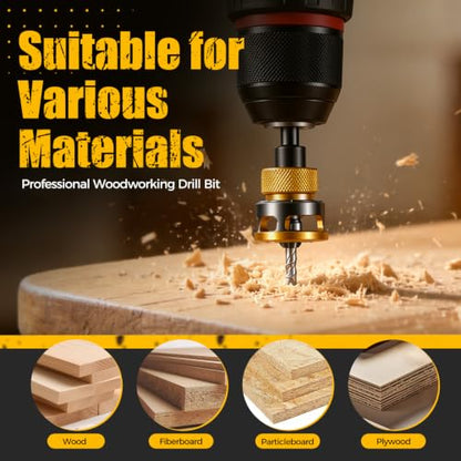 7 Pcs Countersink Drill Bit Set with Adjustable Depth Stop