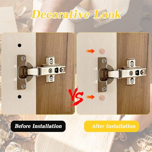 200 Pcs 3/8 Wood Plugs for Screw Holes, Flat Head Wooden Plugs for Holes in Locking Hole Tube Furniture, Wooden Screw Covers